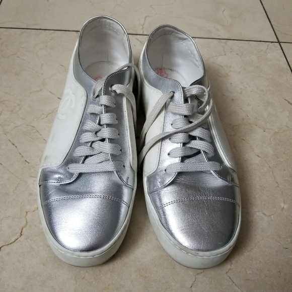 chanel silver shoes